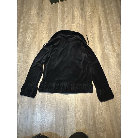 Adrienne Vittadini Black Velvet Velour Zip Up Track Jacket L Large - Picture 6 of 6